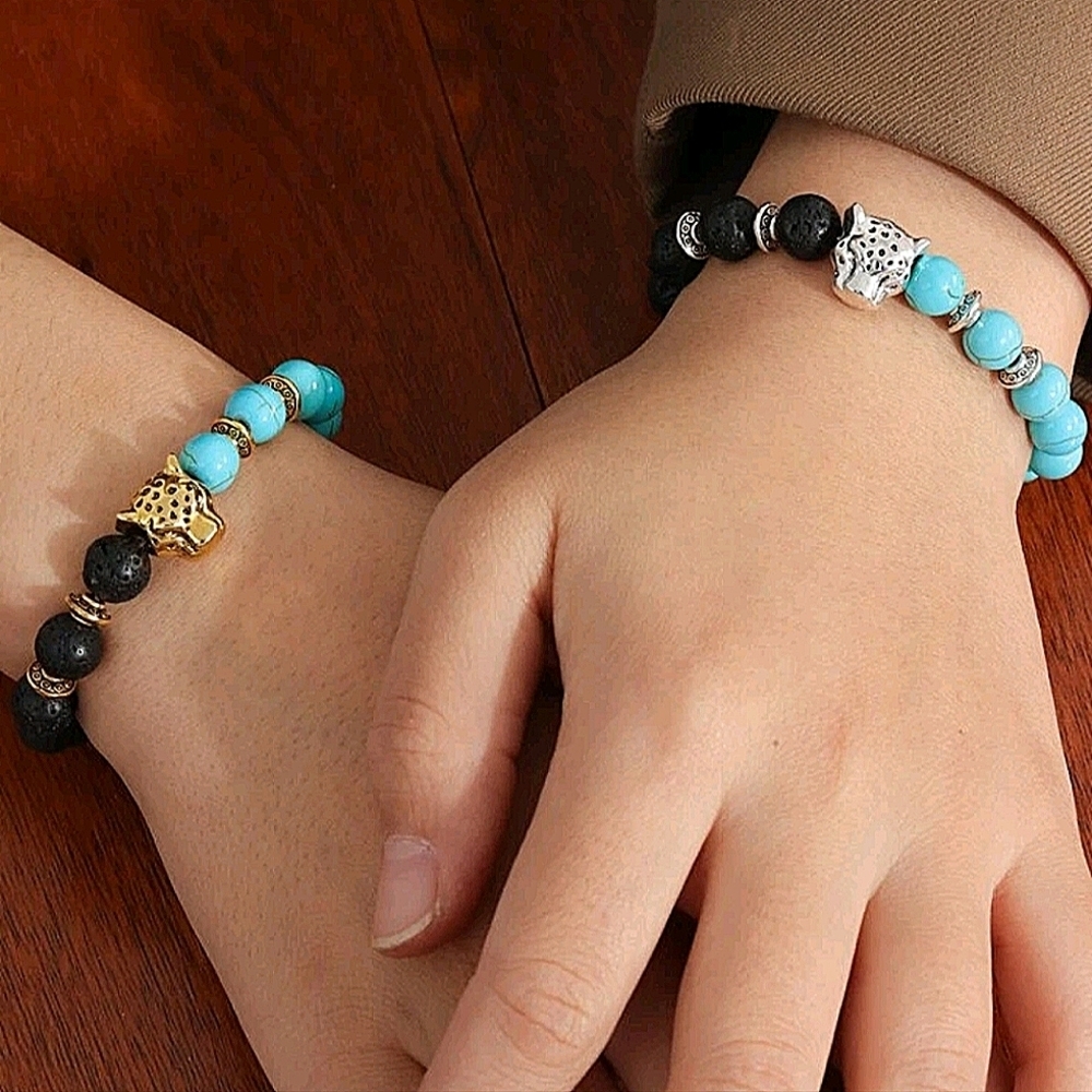 Leopard Beaded Gold Silver Bracelets